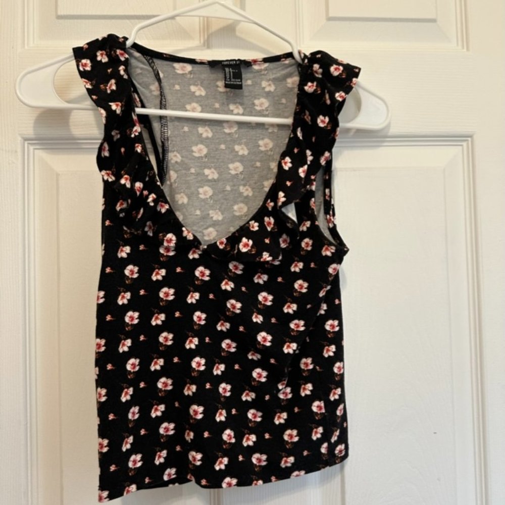 Forever 21 Black Frilly Surplus Shirt